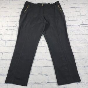 Calvin Klein Pants WOMENS XL Black Gold Zipper Tapered Ankle Roll Tab Trousers